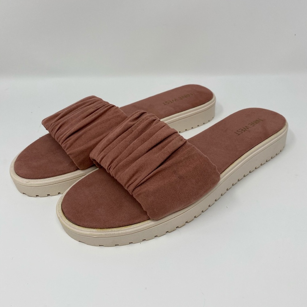 Nine West dusty pink suede slides sandals